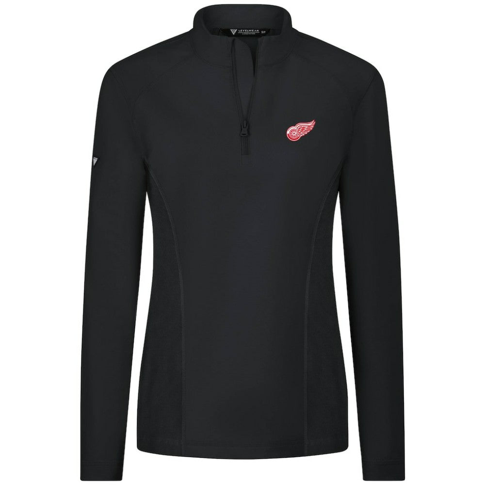 Detroit Red Wings Levelwear Women's Upright Quarter-Zip Pullover - Black | NHL Clearance