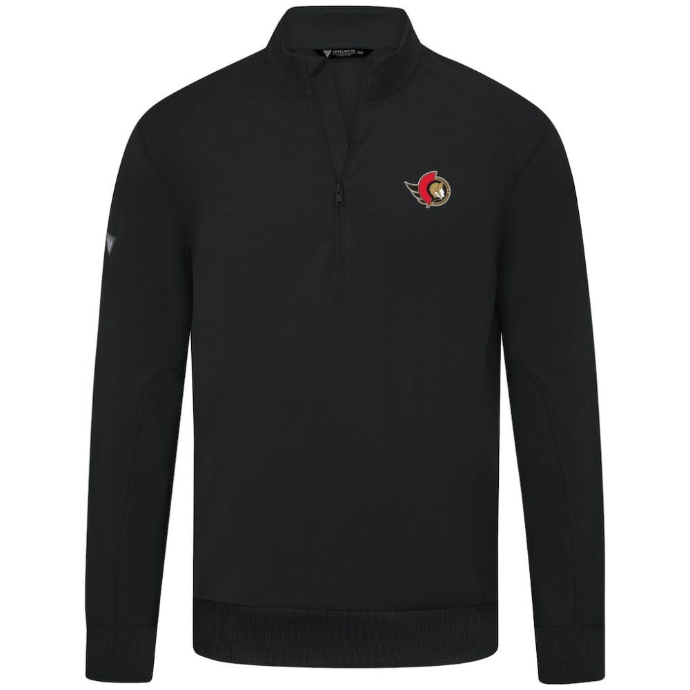 Ottawa Senators Levelwear Upright Tri-Blend Quarter-Zip Pullover - Black | NHL Lifestyle