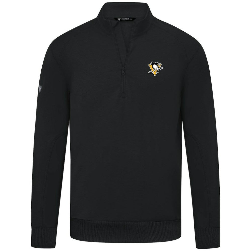 Pittsburgh Penguins Levelwear Upright Tri-Blend Quarter-Zip Pullover - Black | NHL Clearance