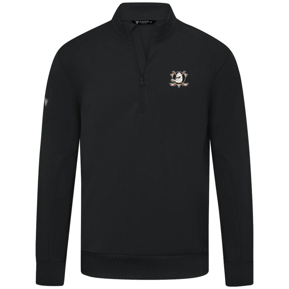 Anaheim Ducks Levelwear Upright Tri-Blend Quarter-Zip Pullover - Black | NHL discount