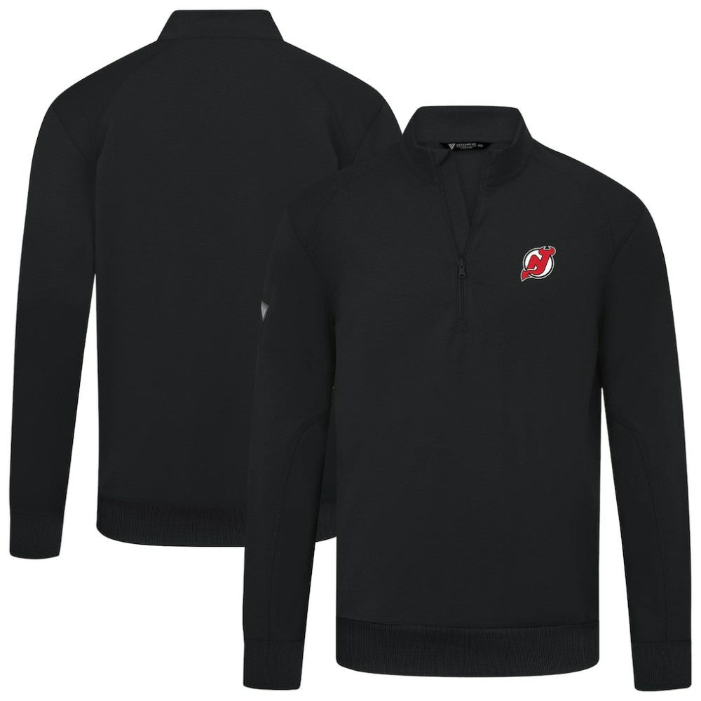 New Jersey Devils Levelwear Upright Tri-Blend Quarter-Zip Pullover - Black | NHL sale