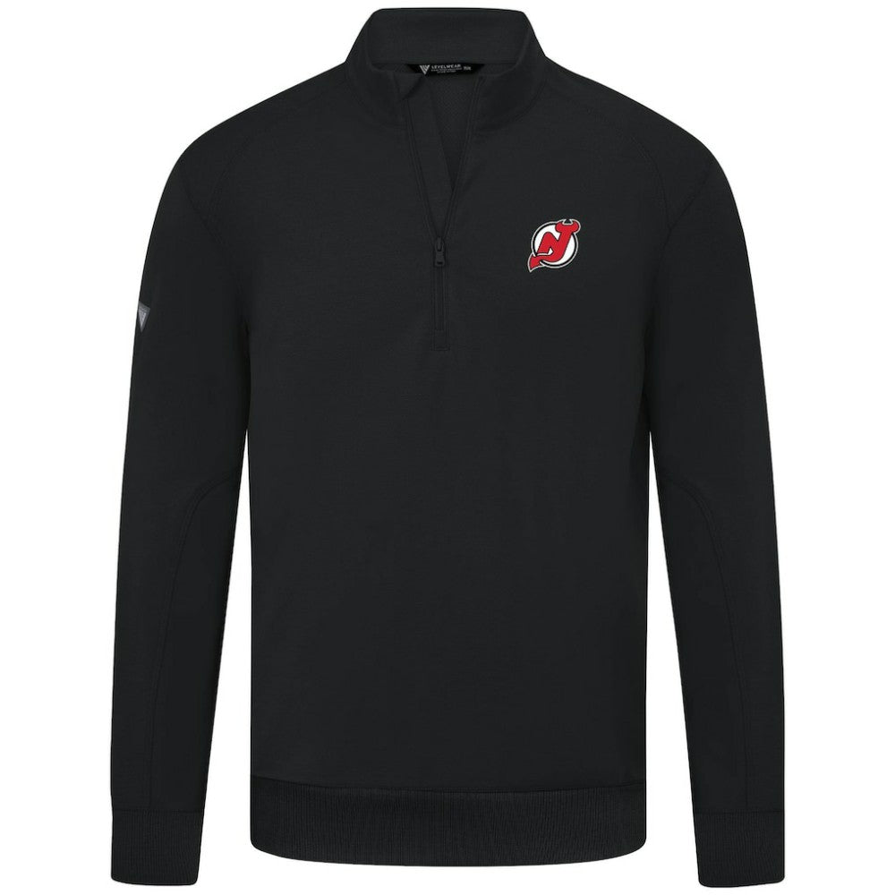 New Jersey Devils Levelwear Upright Tri-Blend Quarter-Zip Pullover - Black | NHL sale