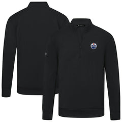 Edmonton Oilers Levelwear Upright Tri-Blend Quarter-Zip Pullover - Black | NHL Clearance