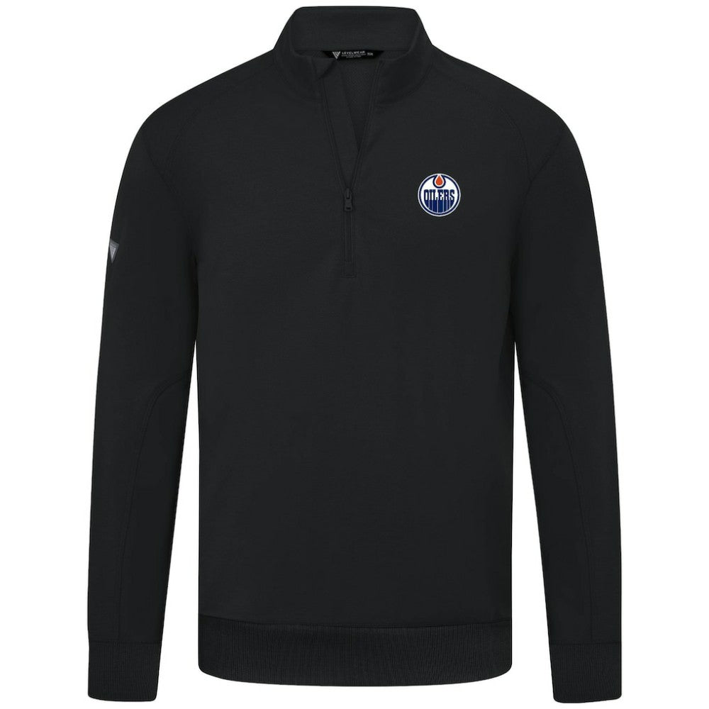 Edmonton Oilers Levelwear Upright Tri-Blend Quarter-Zip Pullover - Black | NHL Clearance
