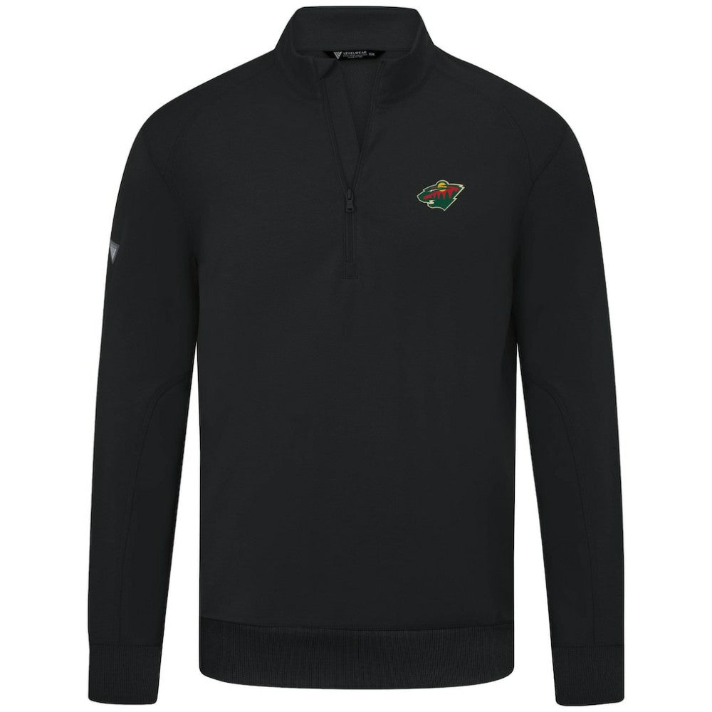 Minnesota Wild Levelwear Upright Tri-Blend Quarter-Zip Pullover - Black | NHL Lifestyle