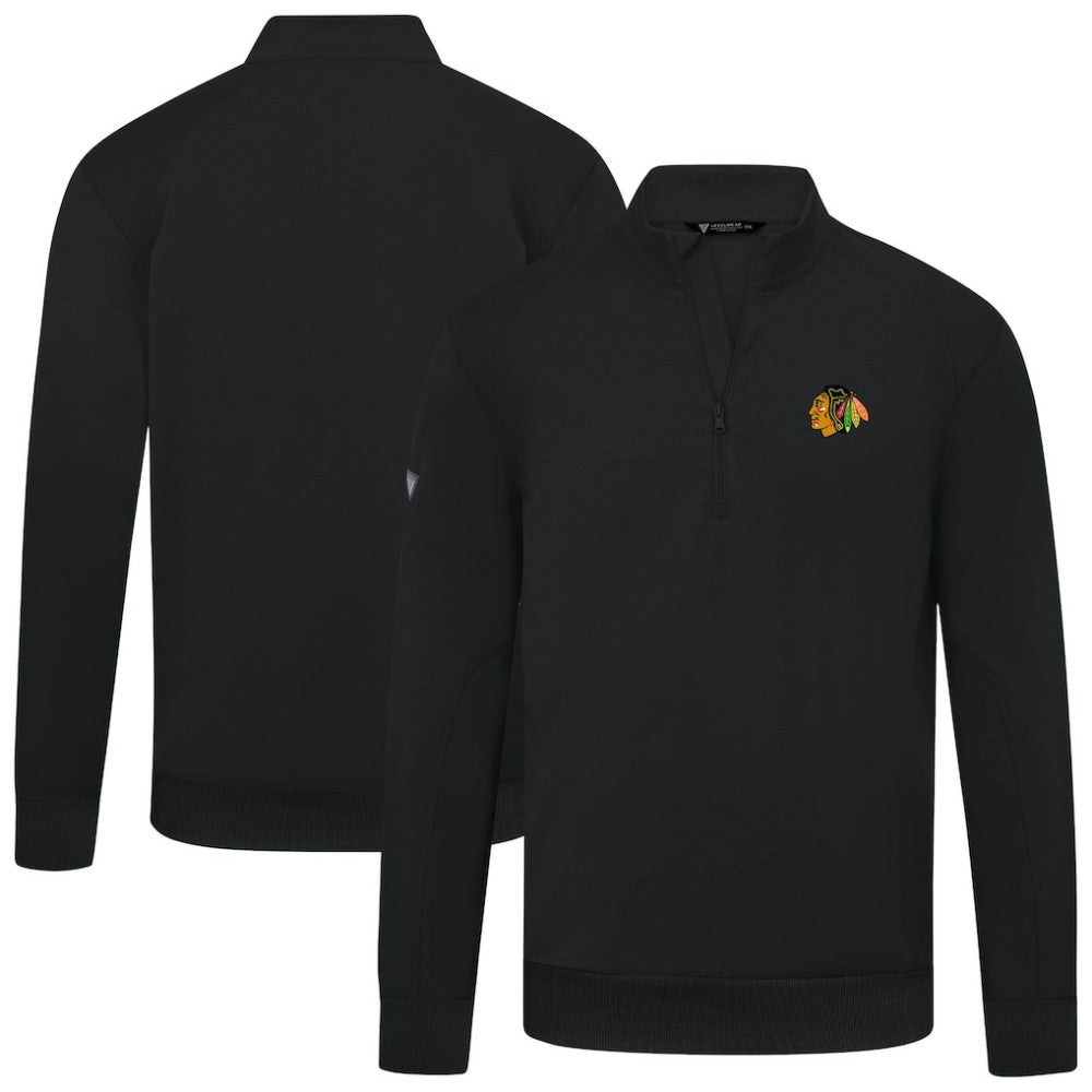 Chicago Blackhawks Levelwear Upright Tri-Blend Quarter-Zip Pullover - Black | NHL online