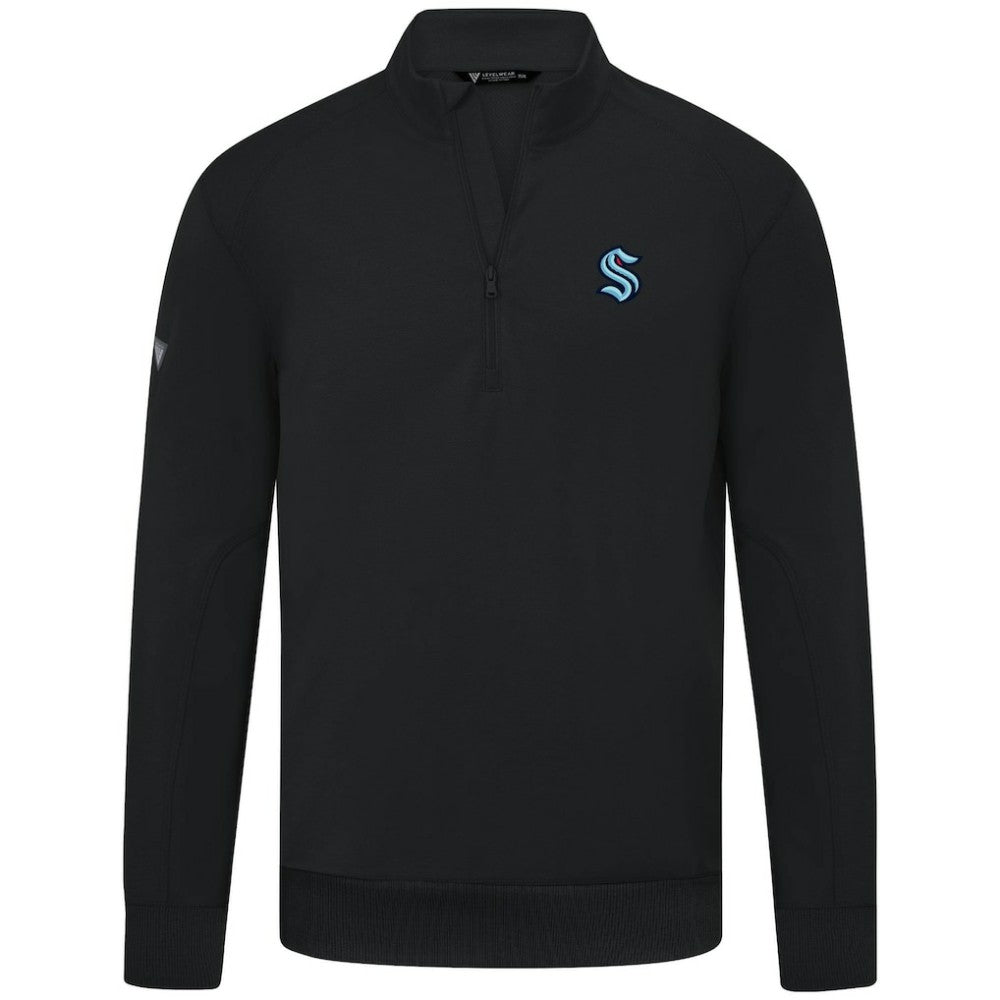 Seattle Kraken Levelwear Upright Tri-Blend Quarter-Zip Pullover - Black | NHL near me