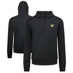 Pittsburgh Penguins Levelwear Technic Quarter-Zip Pullover Hoodie - Black | NHL Clearance
