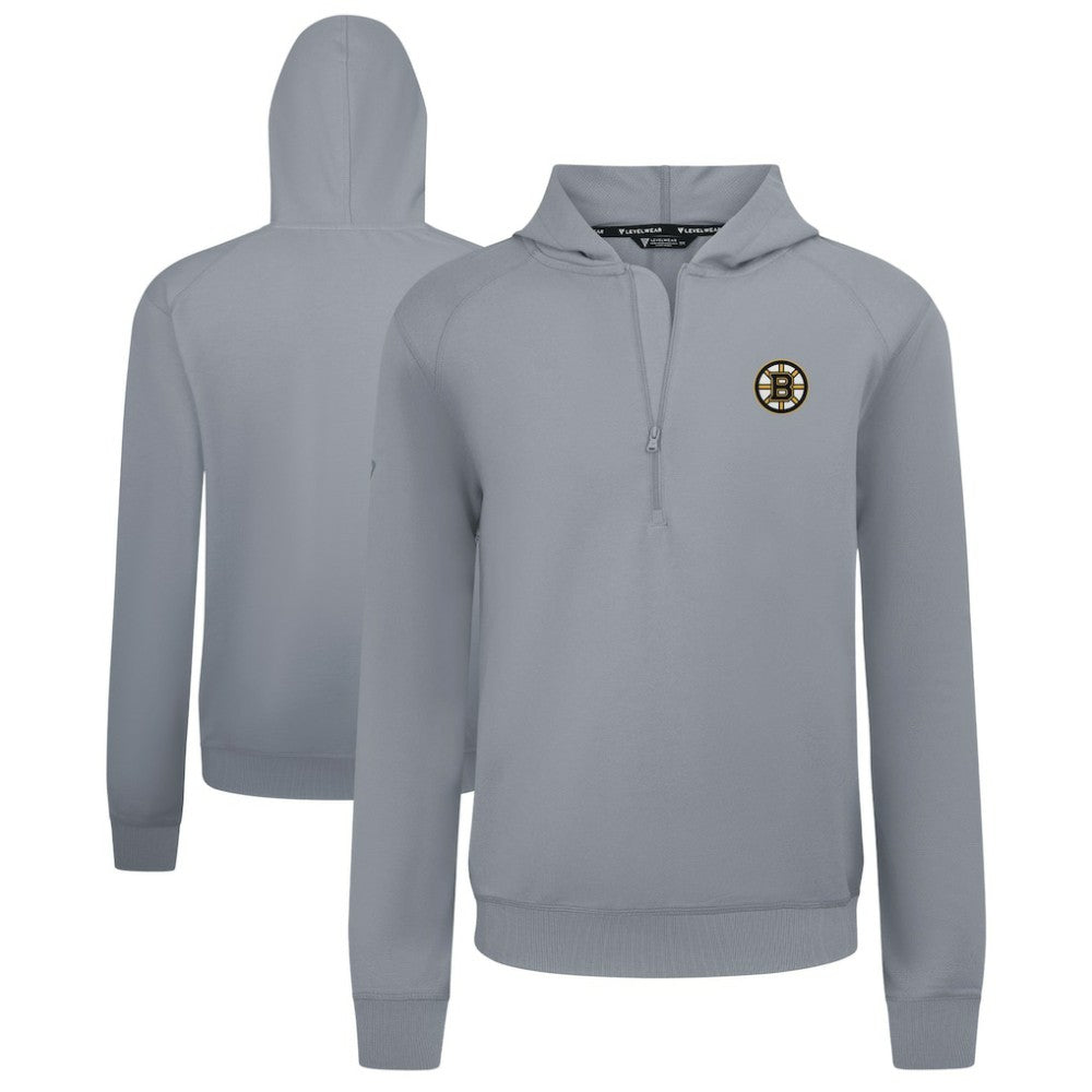 Boston Bruins Levelwear Technic Quarter-Zip Pullover Hoodie - Gray | NHL Clearance