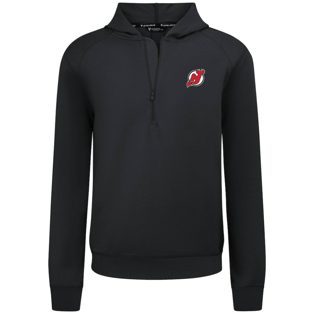 New Jersey Devils Levelwear Technic Quarter-Zip Pullover Hoodie - Black | NHL Clearance
