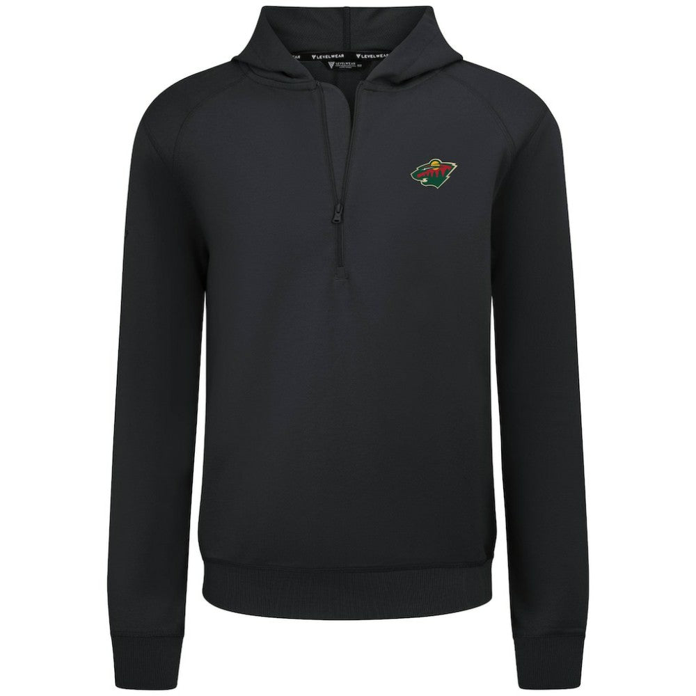Minnesota Wild Levelwear Technic Quarter-Zip Pullover Hoodie - Black | NHL Clearance