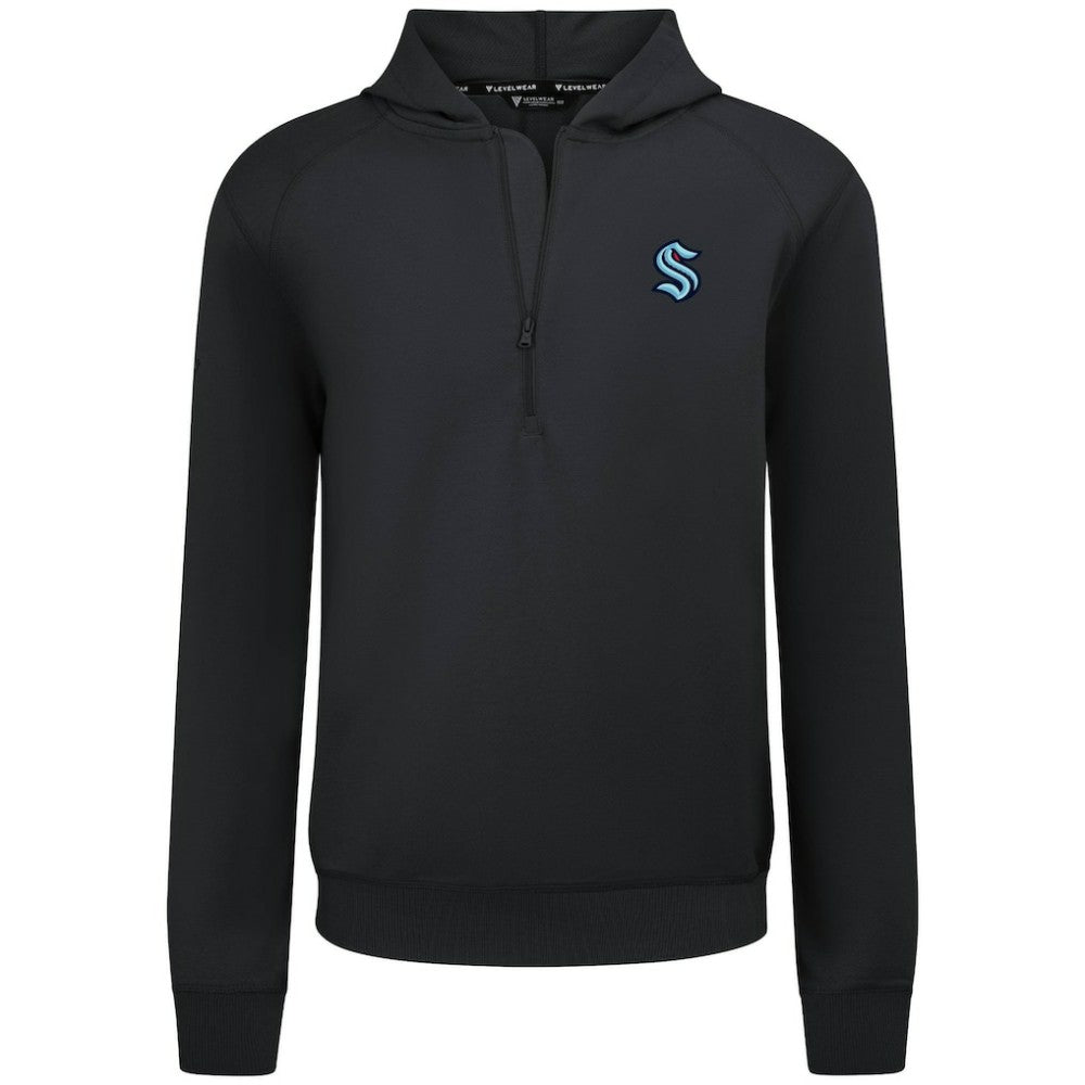 Seattle Kraken Levelwear Technic Quarter-Zip Pullover Hoodie - Black | NHL Lifestyle