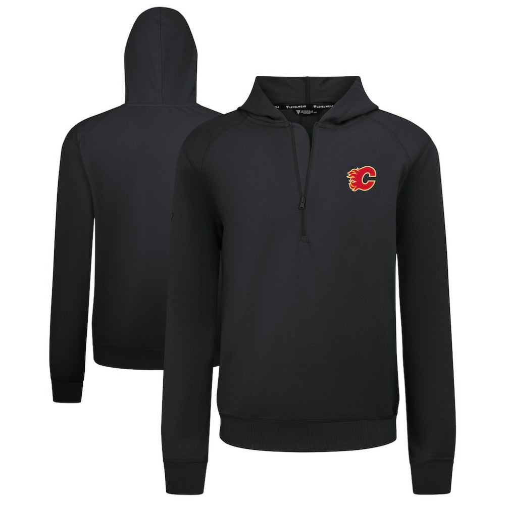 Calgary Flames Levelwear Technic Quarter-Zip Pullover Hoodie - Black | NHL discount