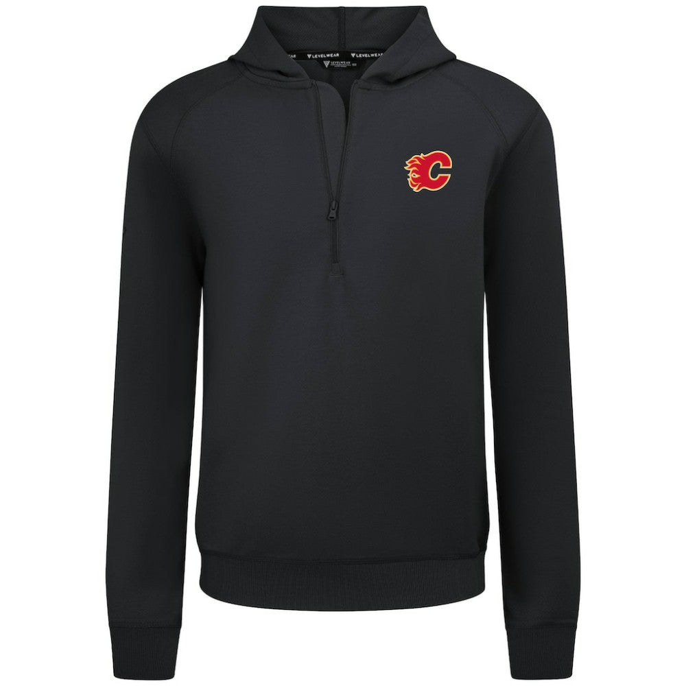 Calgary Flames Levelwear Technic Quarter-Zip Pullover Hoodie - Black | NHL discount