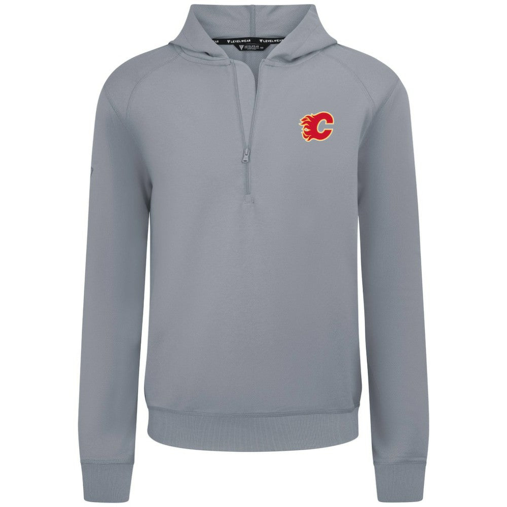 Calgary Flames Levelwear Technic Quarter-Zip Pullover Hoodie - Gray | NHL on sale