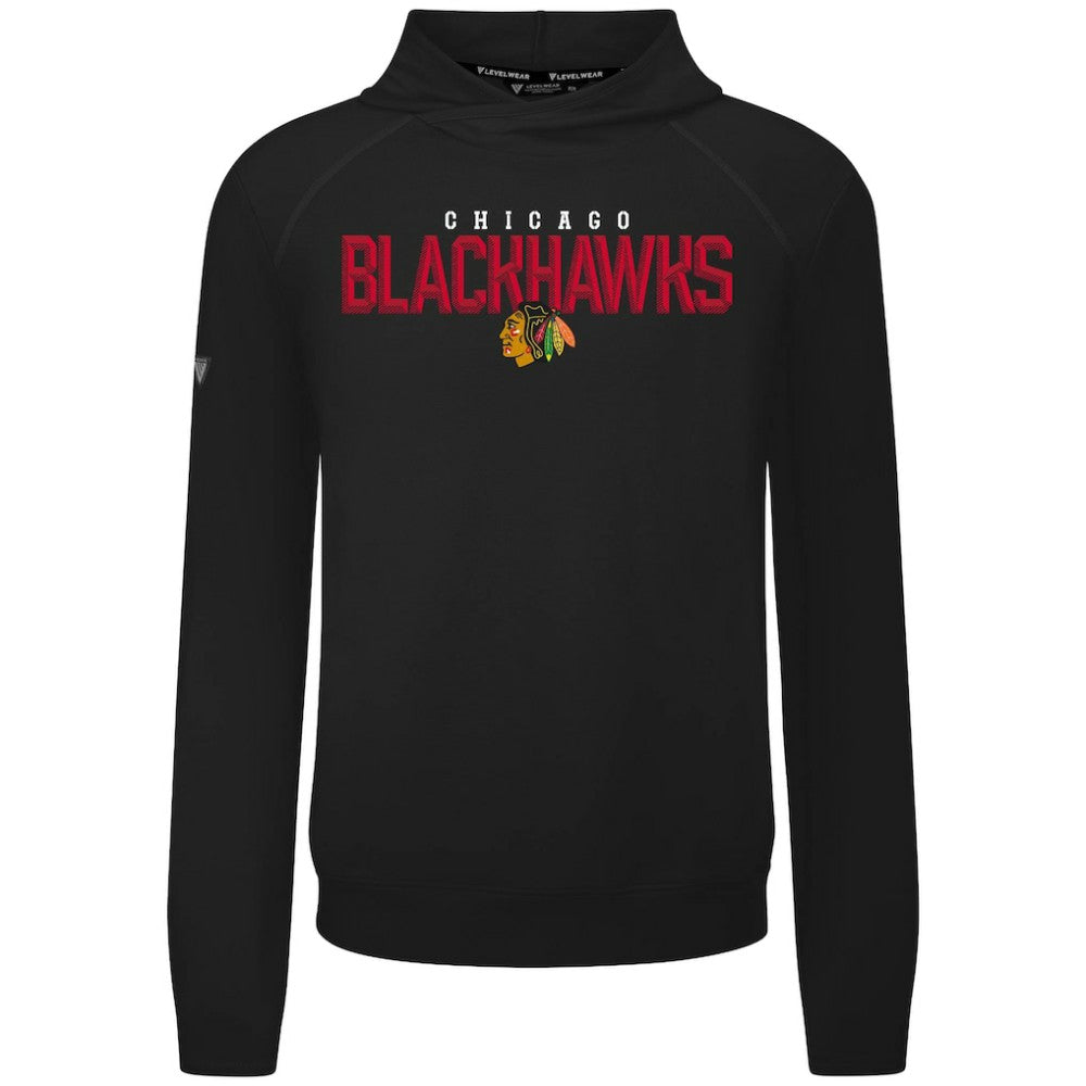 Chicago Blackhawks Levelwear Mandate Carve Tri-Blend Pullover Hoodie - Black | NHL near me