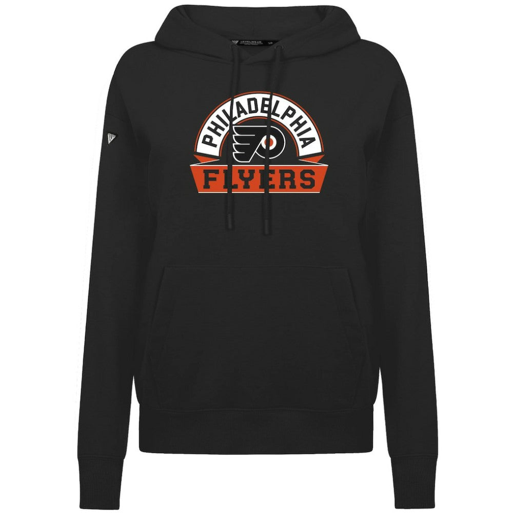 Philadelphia Flyers Levelwear Women's Adorn Banner Arch Pullover Hoodie - Black | NHL near me