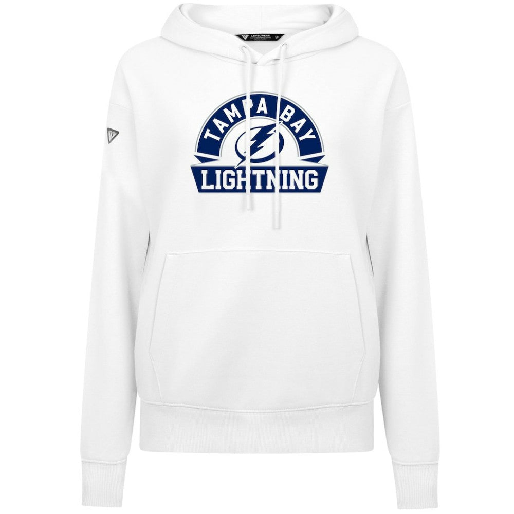 Tampa Bay Lightning Levelwear Women's Adorn Banner Arch Pullover Hoodie - White | NHL Lifestyle