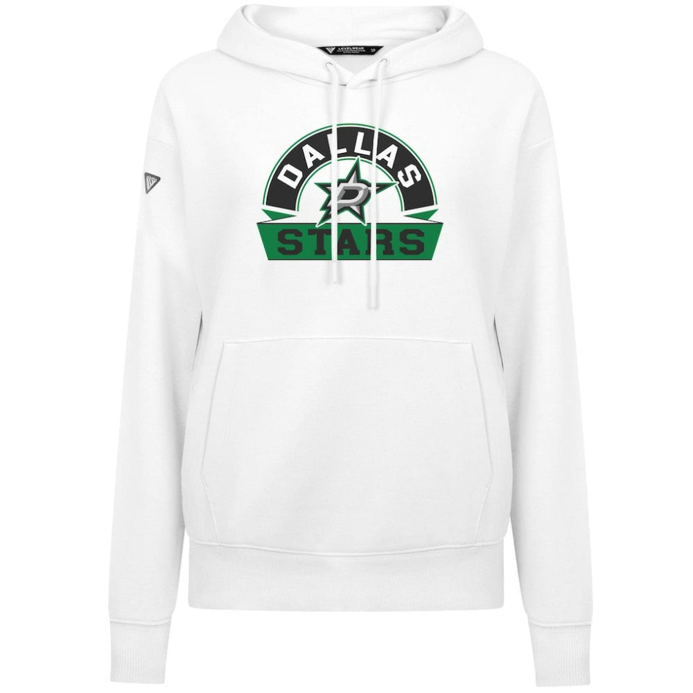 Dallas Stars Levelwear Women's Adorn Banner Arch Pullover Hoodie - White | NHL Clearance