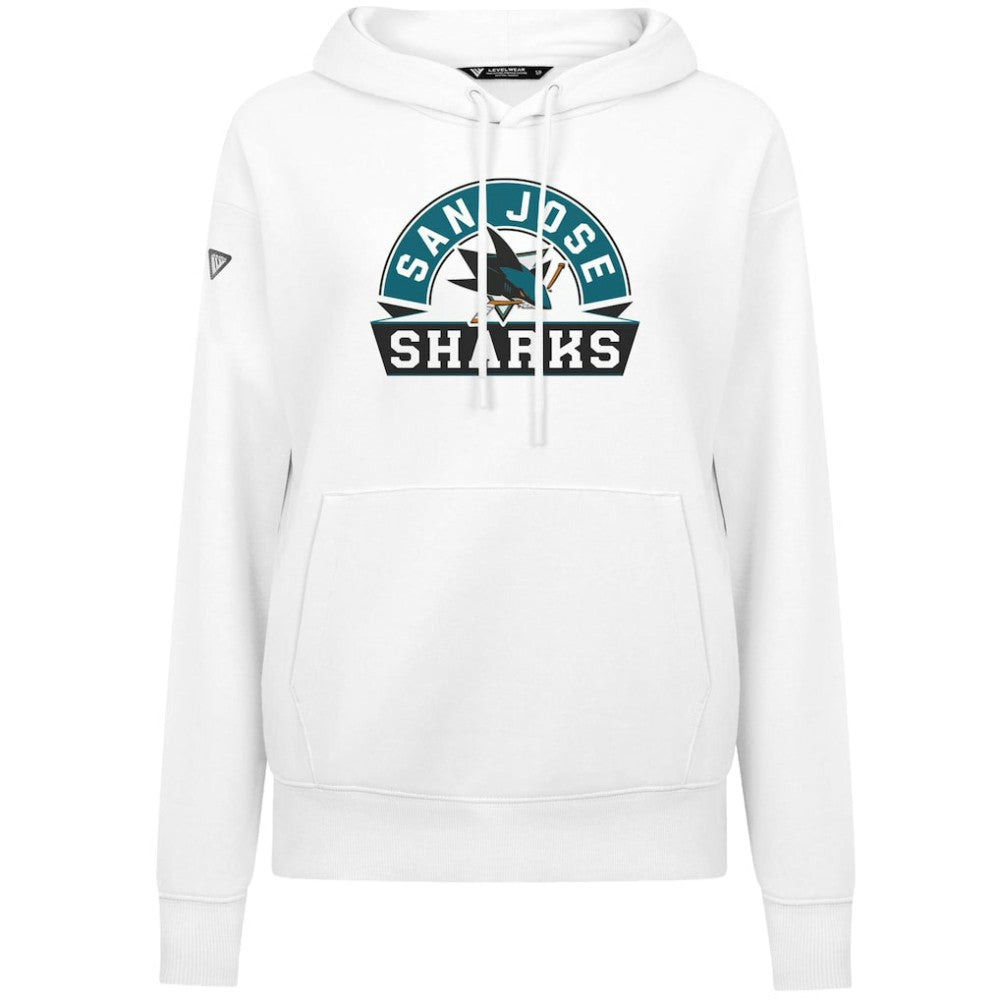 San Jose Sharks Levelwear Women's Adorn Banner Arch Pullover Hoodie - White | NHL on sale