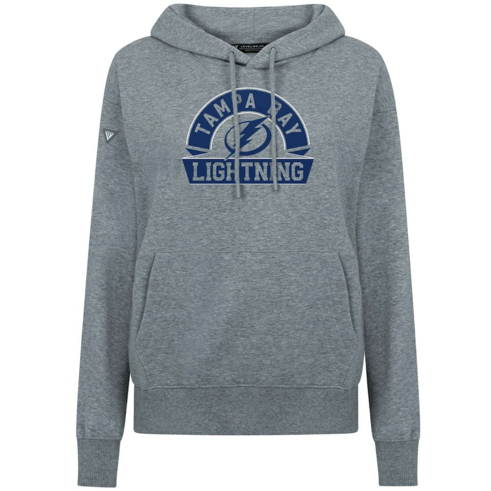 Tampa Bay Lightning Levelwear Women's Adorn Banner Arch Pullover Hoodie - Gray | NHL Lifestyle