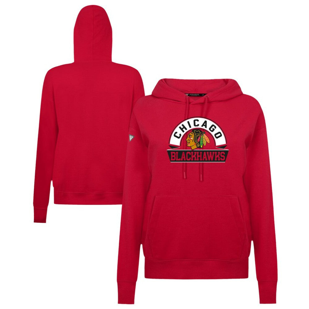 Chicago Blackhawks Levelwear Women's Adorn Banner Arch Pullover Hoodie - Red | NHL near me