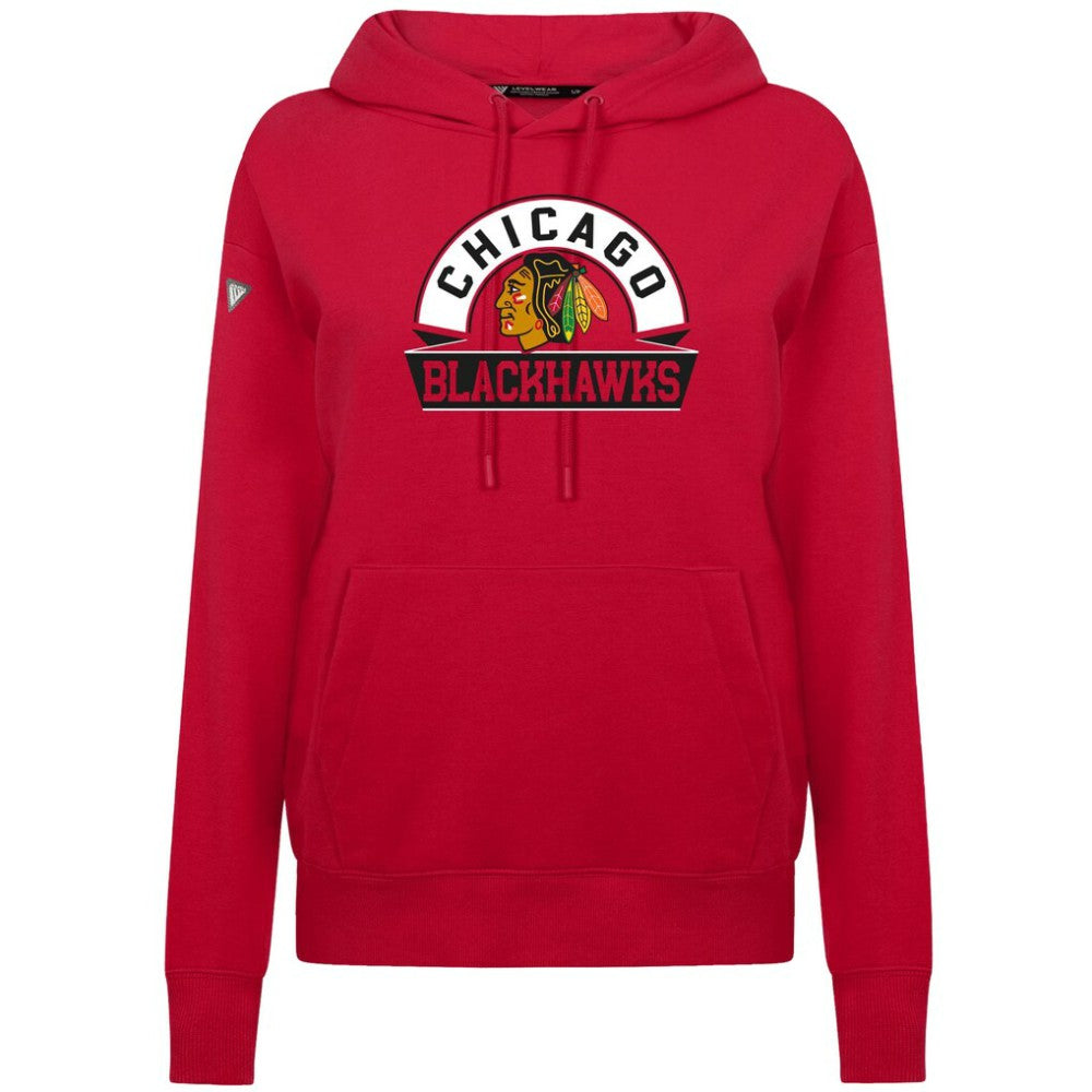 Chicago Blackhawks Levelwear Women's Adorn Banner Arch Pullover Hoodie - Red | NHL near me