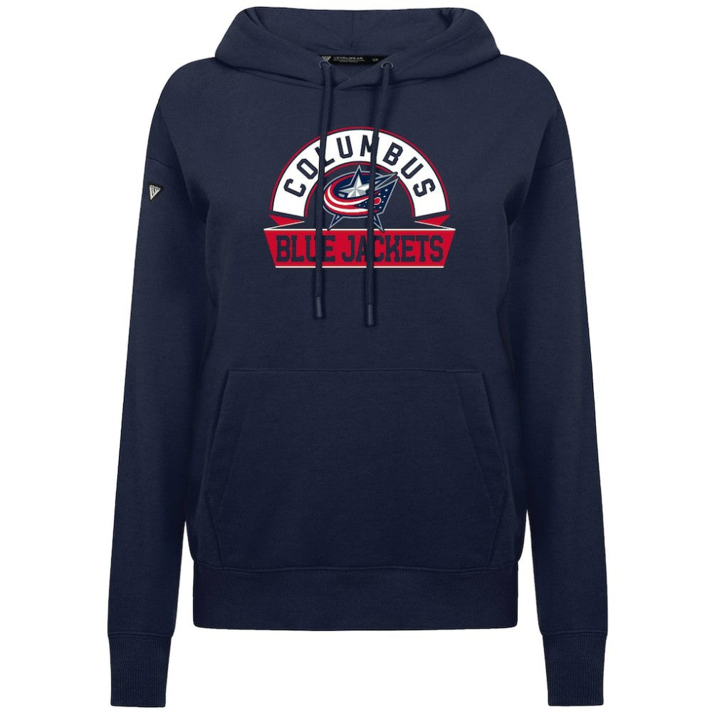 Columbus Blue Jackets Levelwear Women's Adorn Banner Arch Pullover Hoodie - Navy | NHL discount