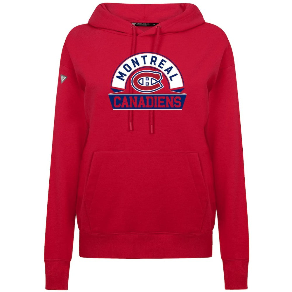 Montreal Canadiens Levelwear Women's Adorn Banner Arch Pullover Hoodie - Red | NHL Clearance
