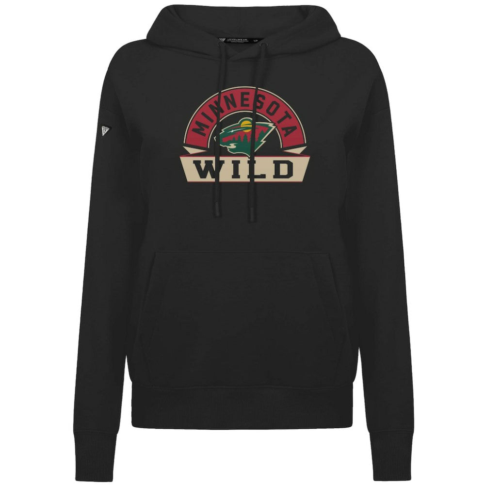 Minnesota Wild Levelwear Women's Adorn Banner Arch Pullover Hoodie - Black | NHL near me