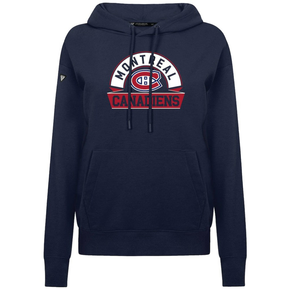 Montreal Canadiens Levelwear Women's Adorn Banner Arch Pullover Hoodie - Navy | NHL discount