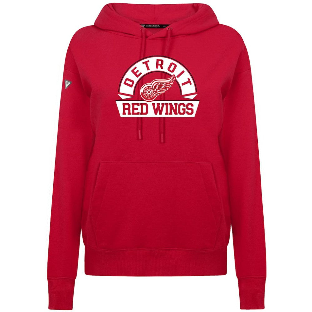 Detroit Red Wings Levelwear Women's Adorn Banner Arch Pullover Hoodie - Red | NHL Clearance