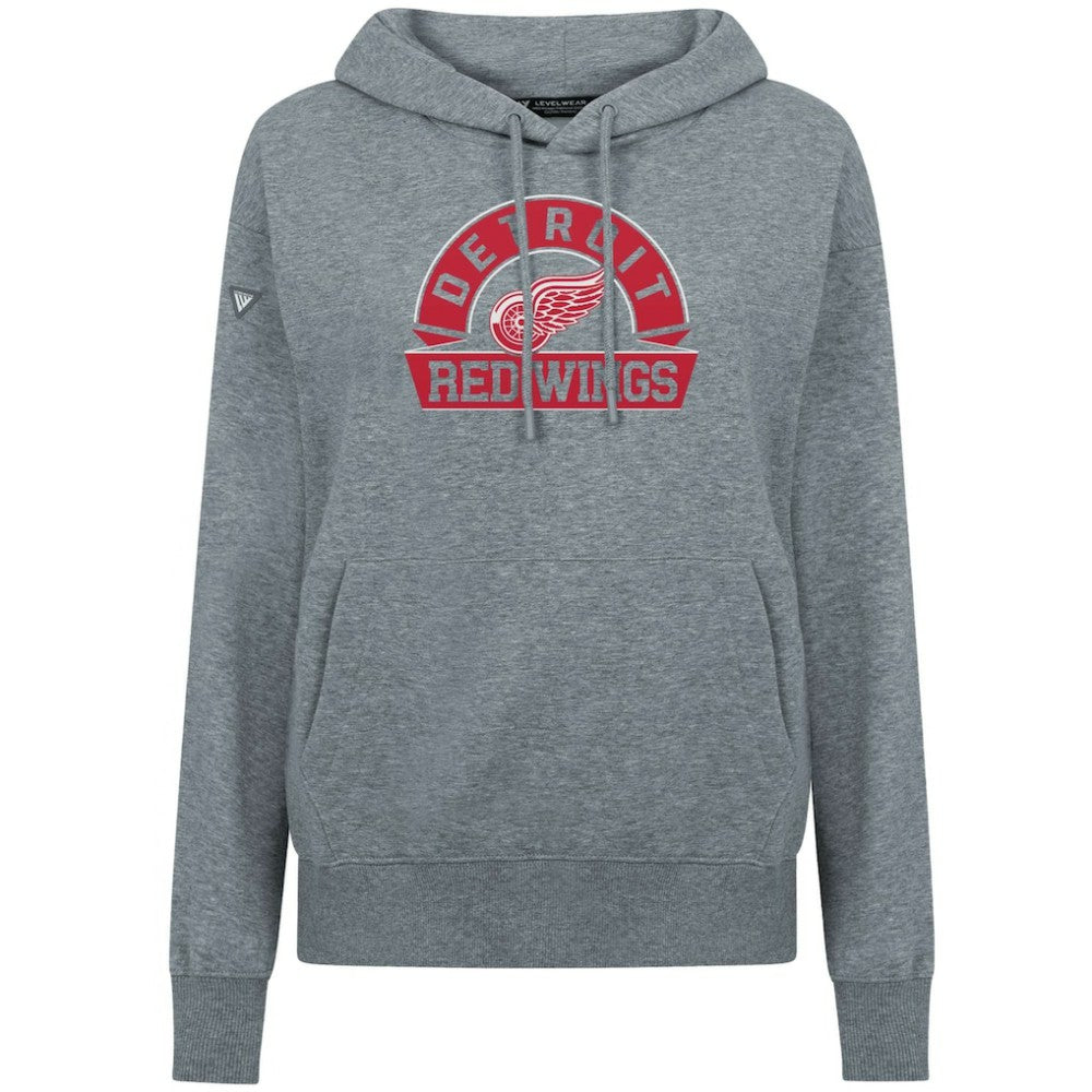 Detroit Red Wings Levelwear Women's Adorn Banner Arch Pullover Hoodie - Gray | NHL discount