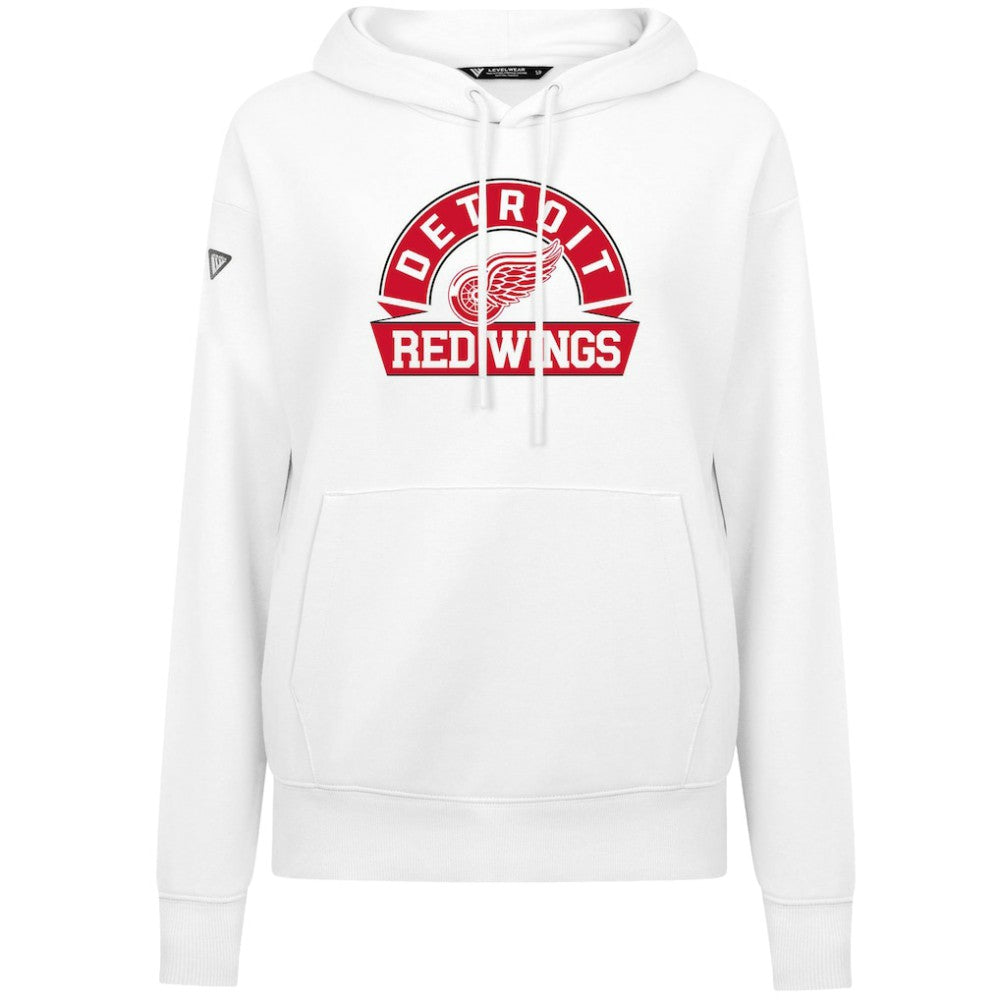 Detroit Red Wings Levelwear Women's Adorn Banner Arch Pullover Hoodie - White | NHL Lifestyle