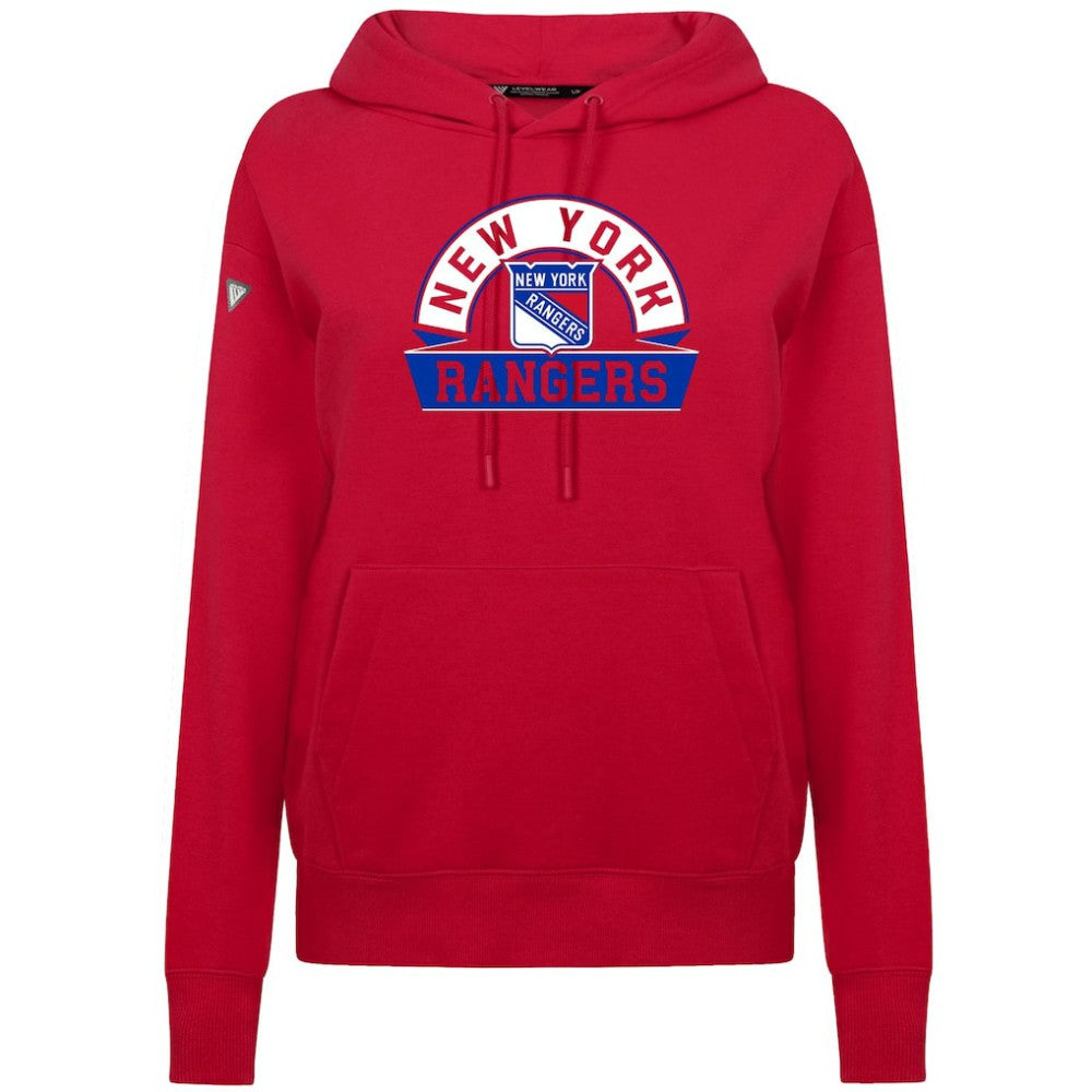 New York Rangers Levelwear Women's Adorn Banner Arch Pullover Hoodie - Red | NHL on sale