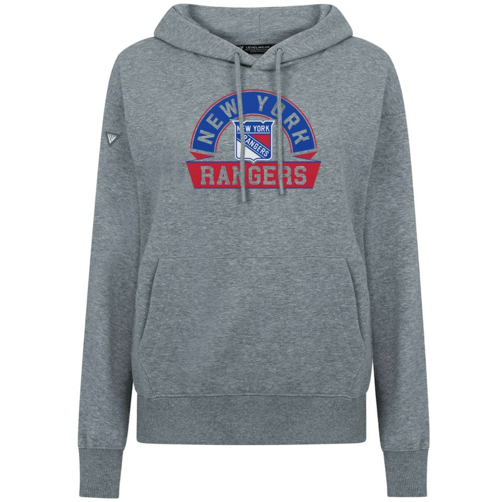 New York Rangers Levelwear Women's Adorn Banner Arch Pullover Hoodie - Gray | NHL online