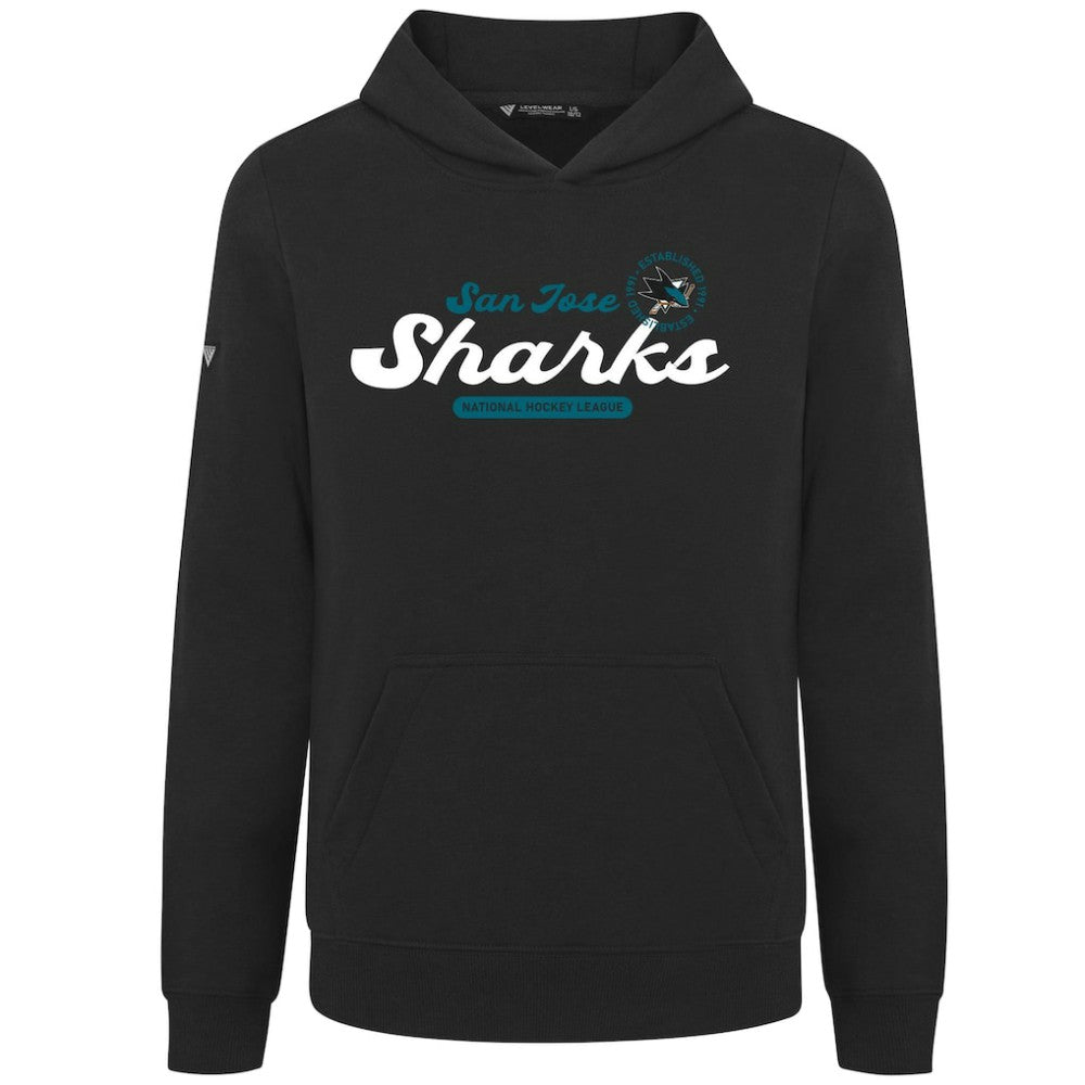 San Jose Sharks Levelwear Youth Podium Monument Pullover Hoodie - Black | NHL Clearance