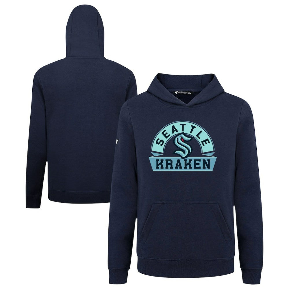 Seattle Kraken Levelwear Youth Podium Banner Arch Pullover Hoodie - Navy | NHL Clearance