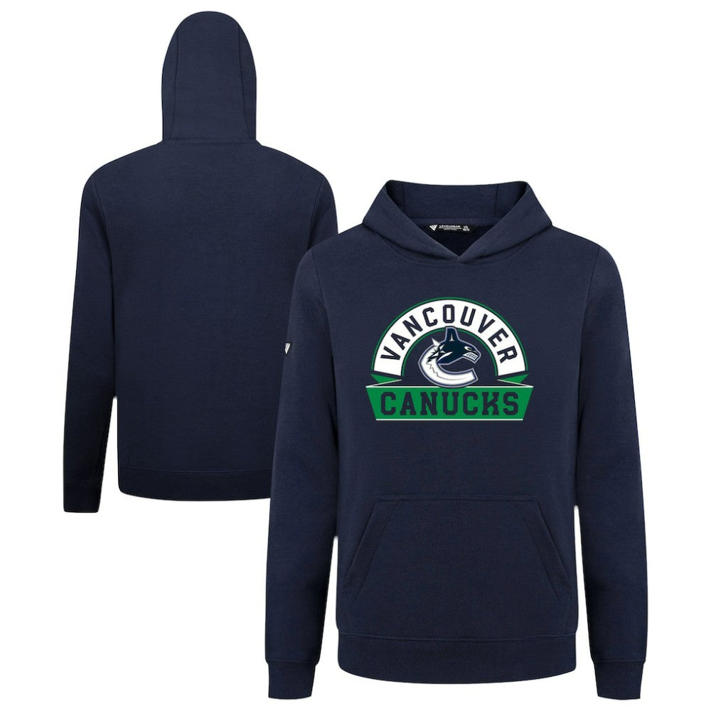 Vancouver Canucks Levelwear Youth Podium Banner Arch Pullover Hoodie - Navy | NHL Clearance
