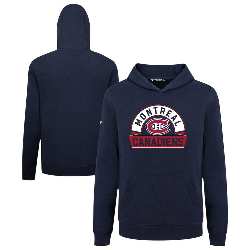Montreal Canadiens Levelwear Youth Podium Banner Arch Pullover Hoodie - Navy | NHL near me