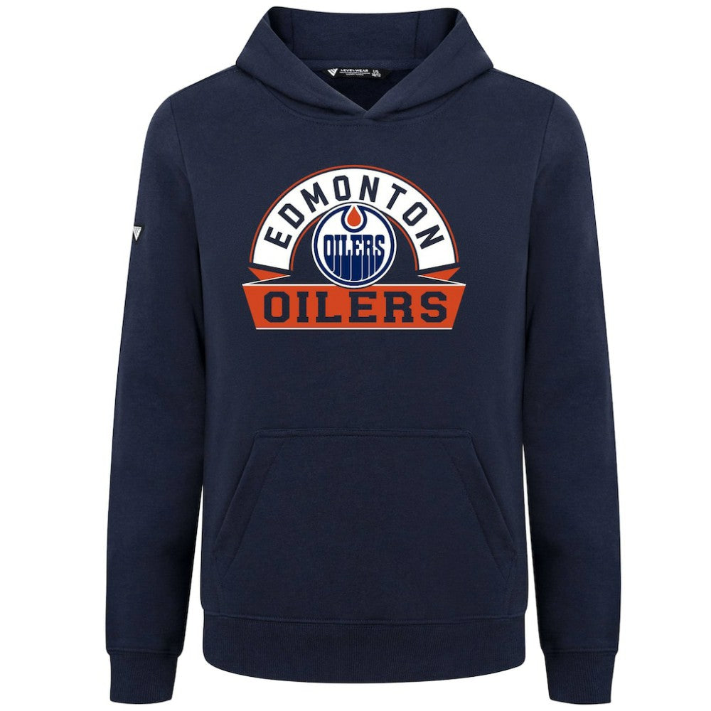 Edmonton Oilers Levelwear Youth Podium Banner Arch Pullover Hoodie - Navy | NHL online