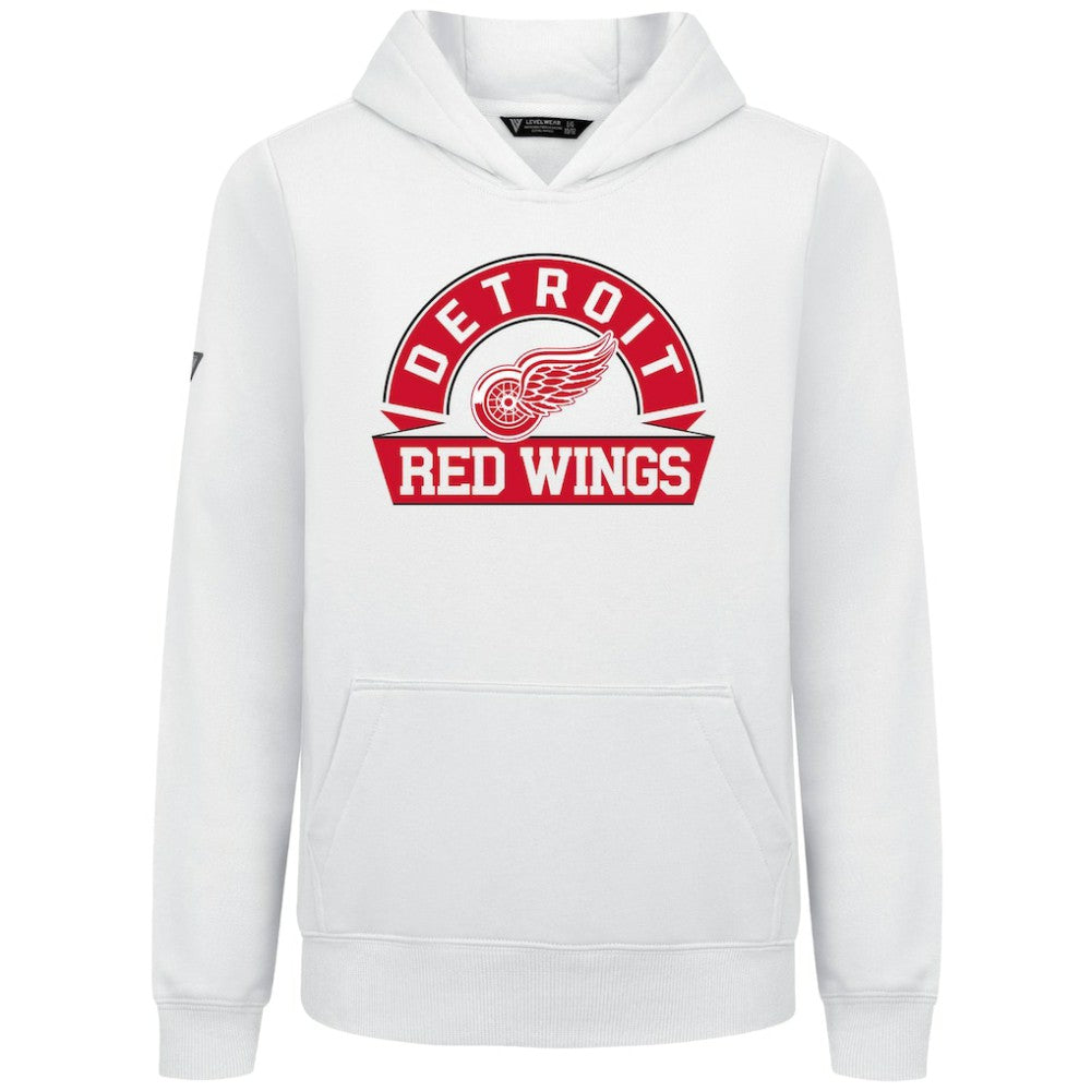 Detroit Red Wings Levelwear Youth Podium Banner Arch Pullover Hoodie - White | NHL sale
