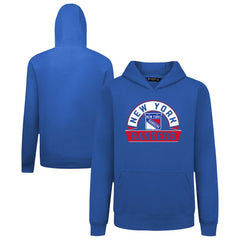 New York Rangers Levelwear Youth Podium Banner Arch Pullover Hoodie - Royal | NHL Clearance