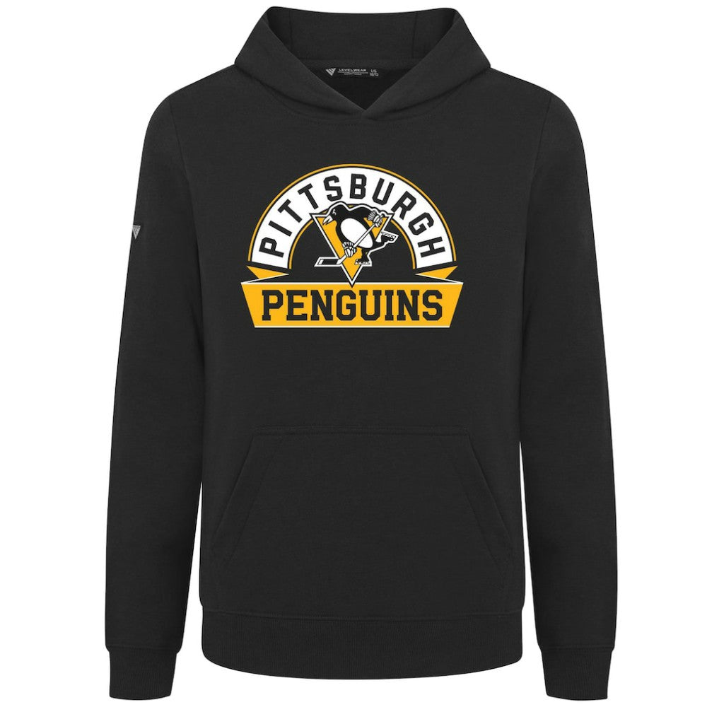 Pittsburgh Penguins Levelwear Youth Podium Banner Arch Pullover Hoodie - Black | NHL discount