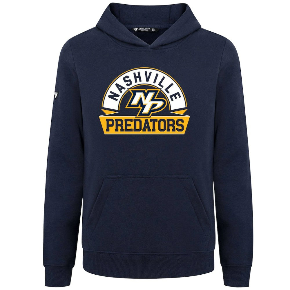 Nashville Predators Levelwear Youth Podium Banner Arch Pullover Hoodie - Navy | NHL near me