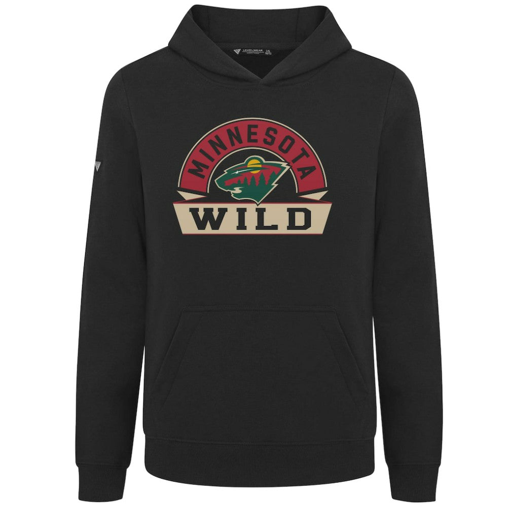 Minnesota Wild Levelwear Youth Podium Banner Arch Pullover Hoodie - Black | NHL discount