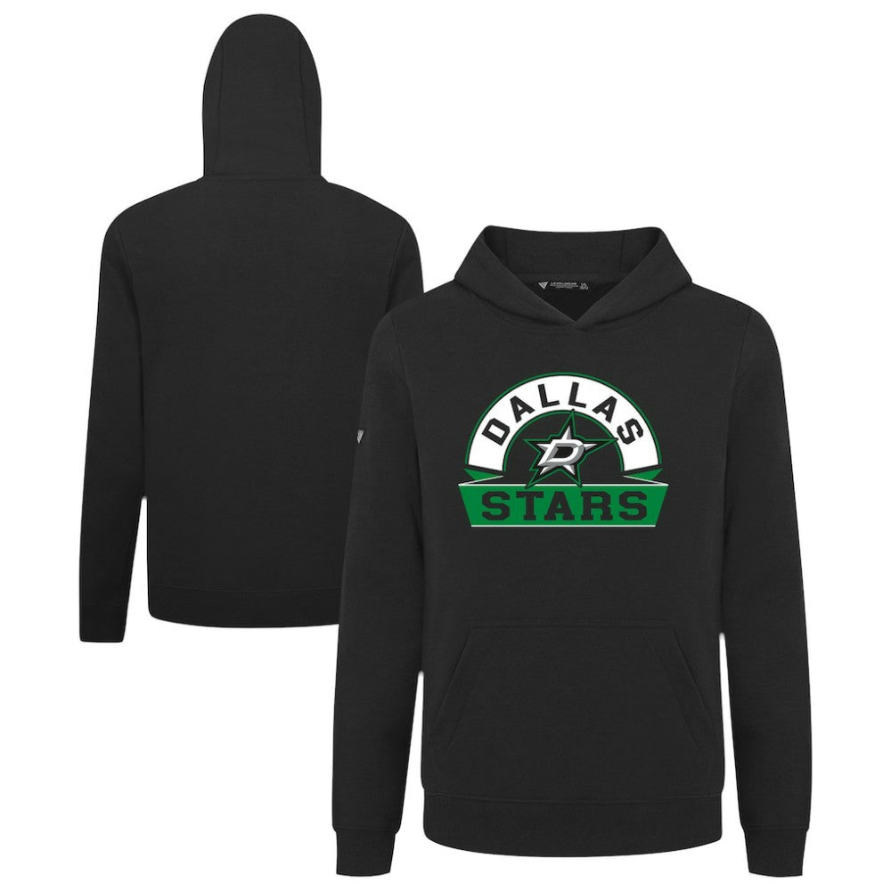 Dallas Stars Levelwear Youth Podium Banner Arch Pullover Hoodie - Black | NHL Lifestyle