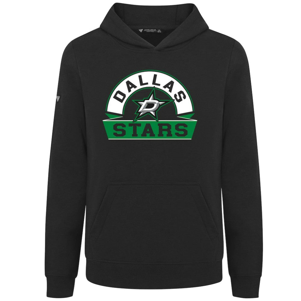 Dallas Stars Levelwear Youth Podium Banner Arch Pullover Hoodie - Black | NHL Lifestyle