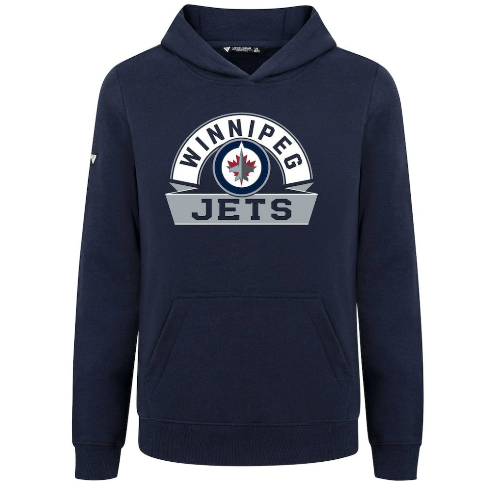 Winnipeg Jets Levelwear Youth Podium Banner Arch Pullover Hoodie - Navy | NHL sale