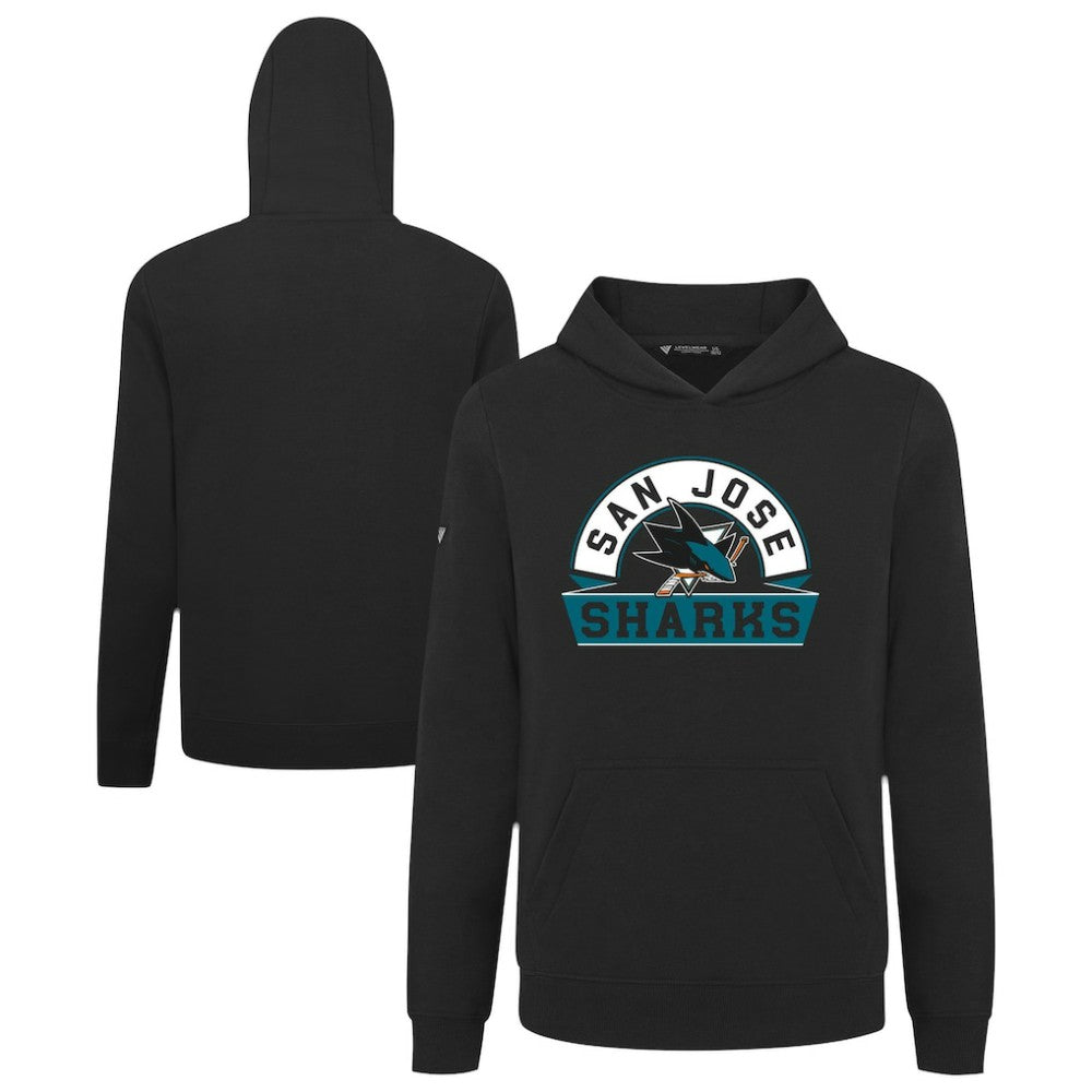 San Jose Sharks Levelwear Youth Podium Banner Arch Pullover Hoodie - Black | NHL online